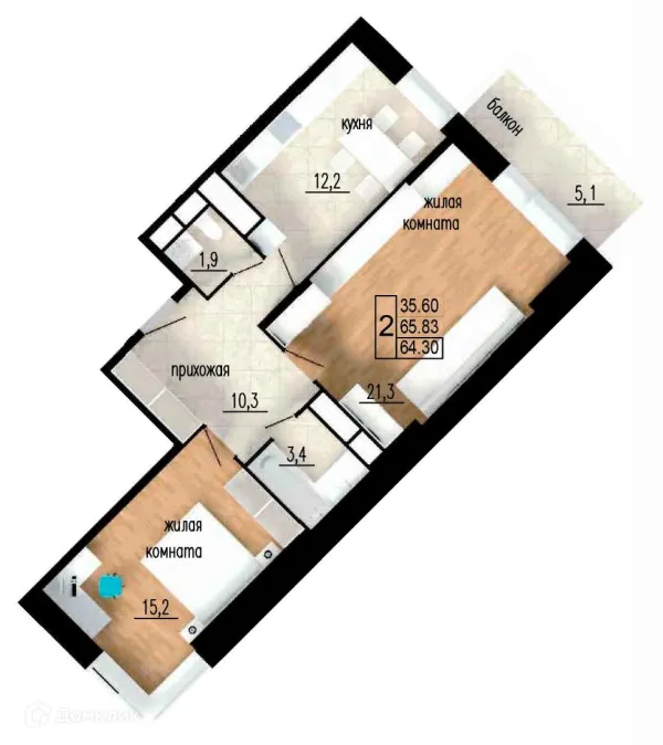 Планировка 2 комн. в ЖК ЛИТЕЙНЫЙ