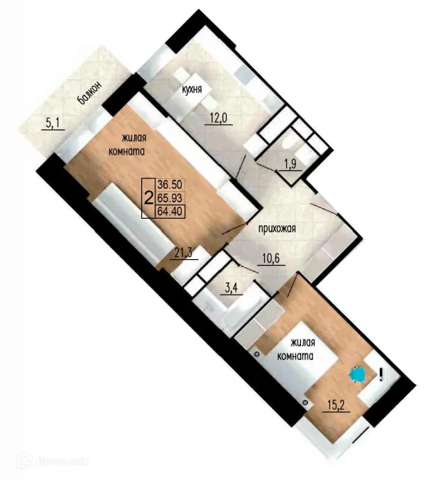 Планировка 2 комн. в ЖК ЛИТЕЙНЫЙ