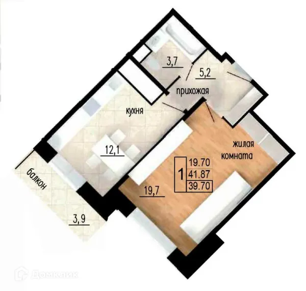 Планировка 1 комн. в ЖК ЛИТЕЙНЫЙ