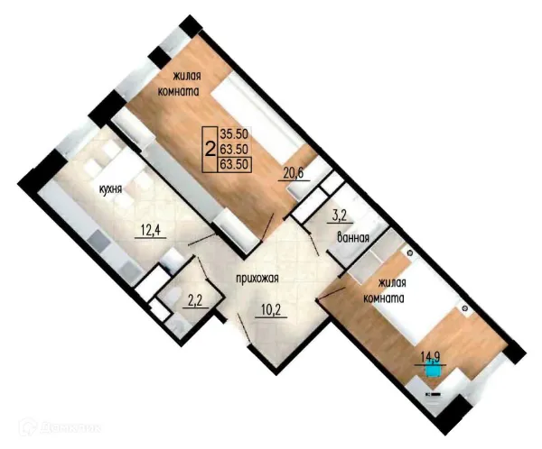 Планировка 2 комн. в ЖК ЛИТЕЙНЫЙ