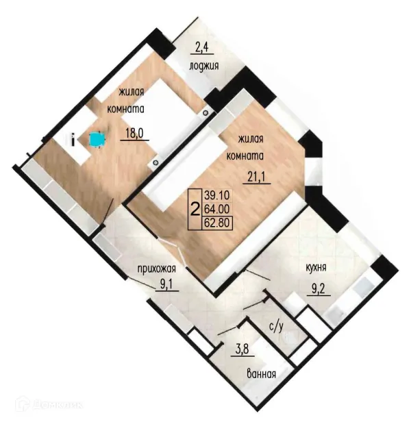 Планировка 2 комн. в ЖК ЛИТЕЙНЫЙ