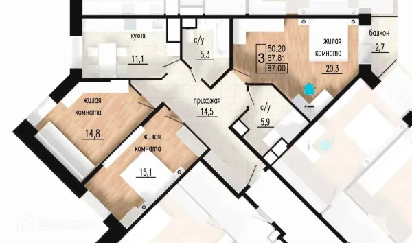 Планировка 3 комн. в ЖК ЛИТЕЙНЫЙ