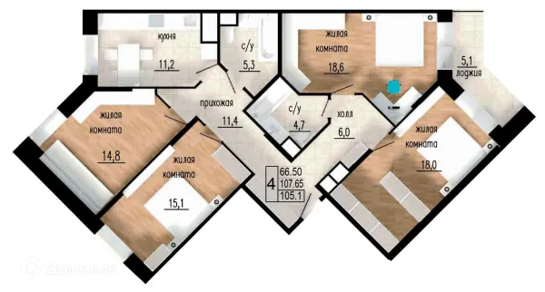 Планировка 4 комн. в ЖК ЛИТЕЙНЫЙ