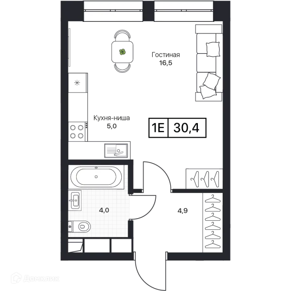 Планировка 1 комн. в ЖК Пушкино Град