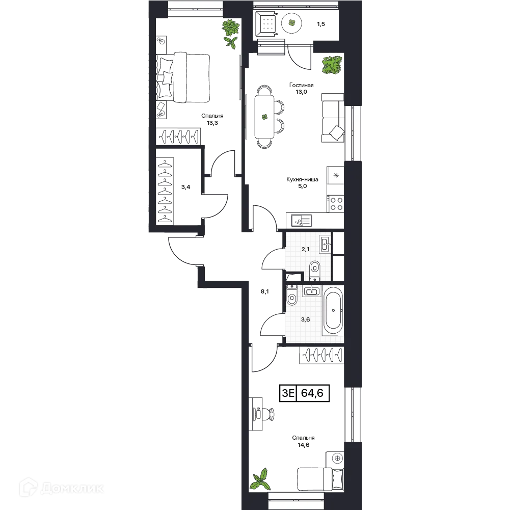 Фото квартиры в ЖК Пушкино Град