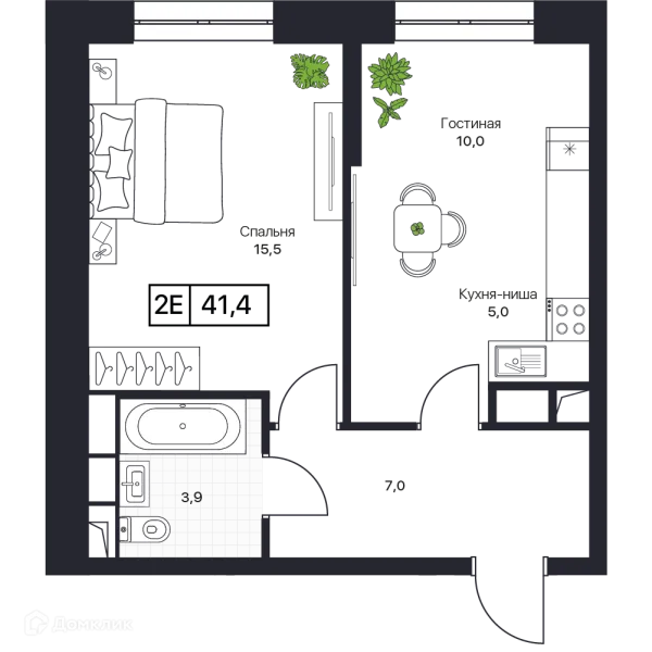 Планировка 1 комн. в ЖК Пушкино Град