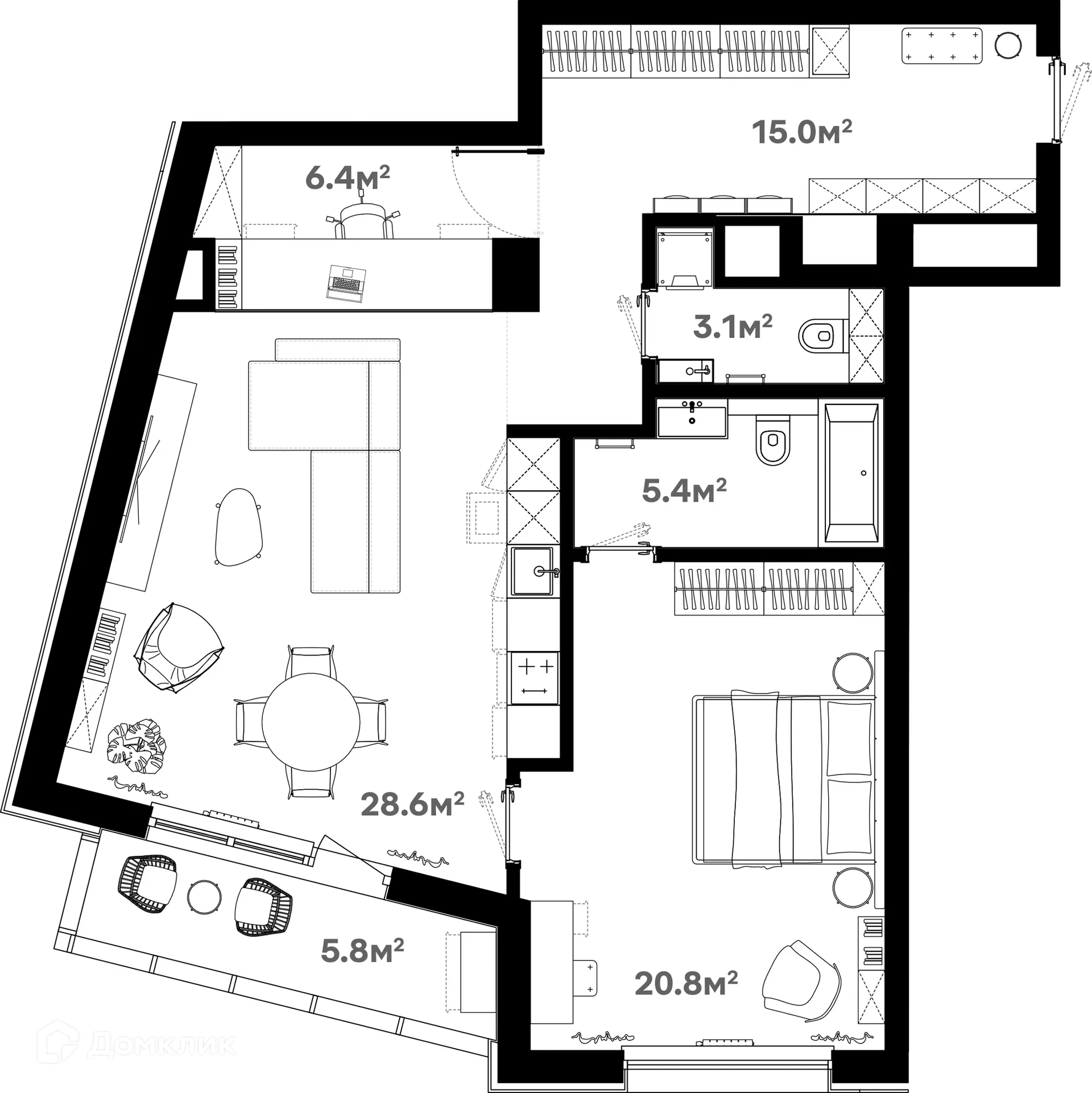 Фото квартиры в ЖК Риверхаус