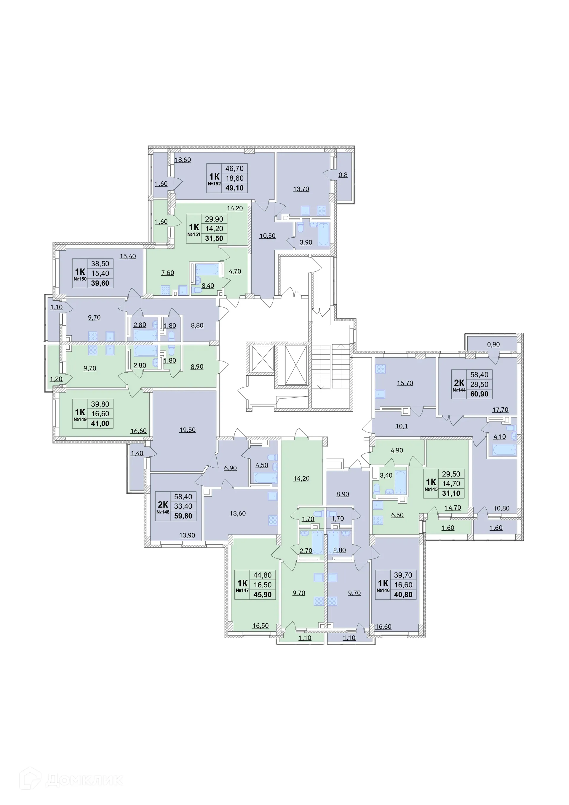 Планировка 2-комнатной квартиры 58.4 м² в ЖК "Город чемпионов. Твой", г. Кстово — фото 2