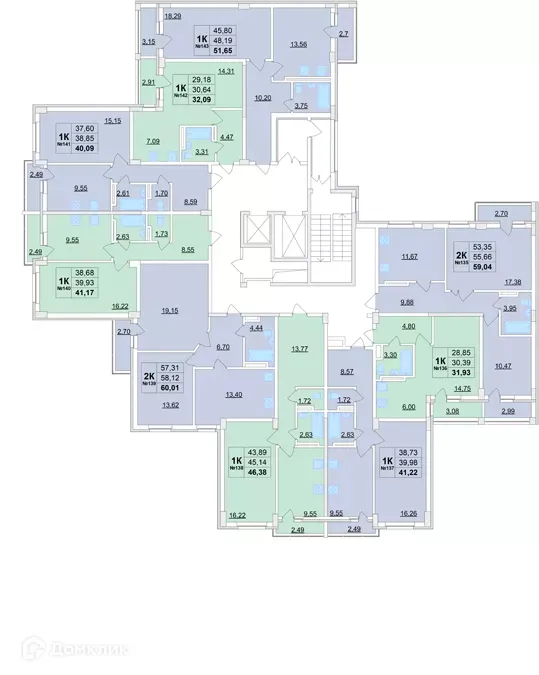 Планировка 2-комнатной квартиры 58.6 м² в ЖК "Город чемпионов. Твой", г. Кстово — фото 2