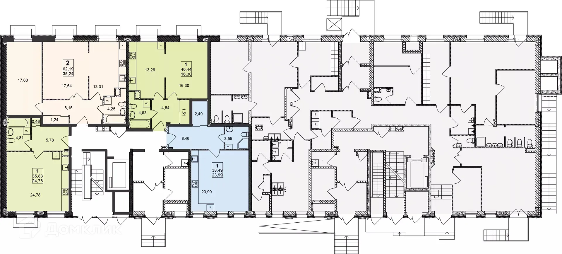 Планировка 1-комнатной квартиры 35.83 м² в ЖК Дворянский, г. Бор — фото 2