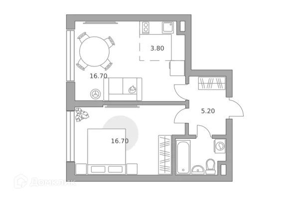 Планировка 2 комн. в ЖК «Бригантина»