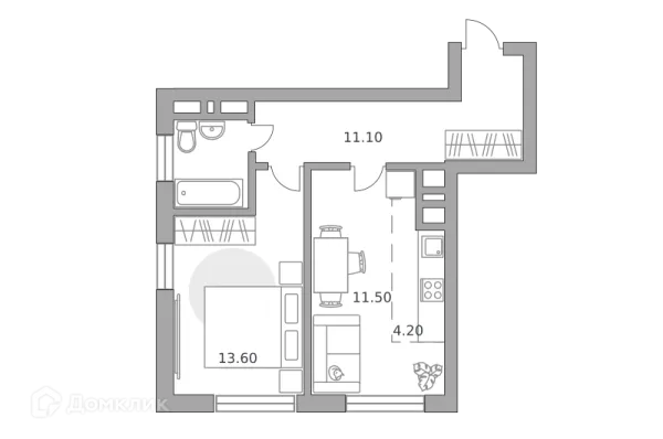 Планировка 2 комн. в ЖК «Бригантина»