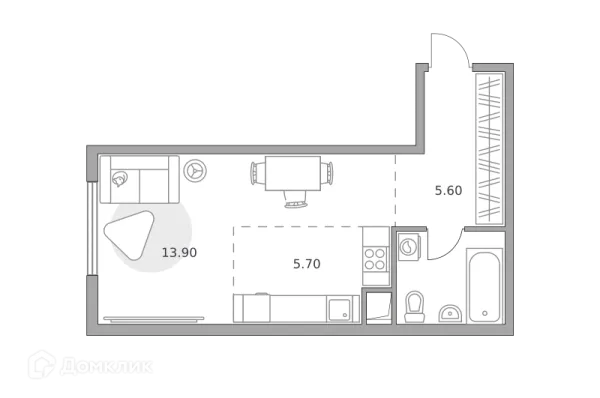 Планировка Студия в ЖК «Бригантина»
