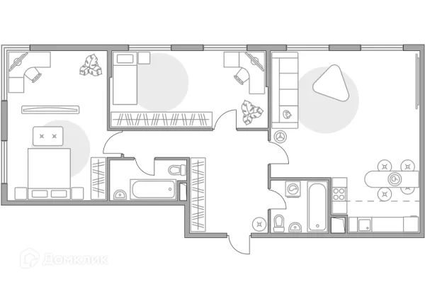 Планировка 3 комн. в ЖК «Бригантина»