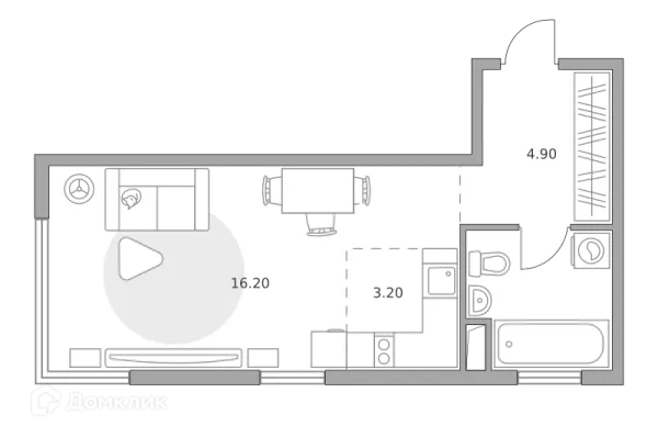 Планировка Студия в ЖК «Бригантина»