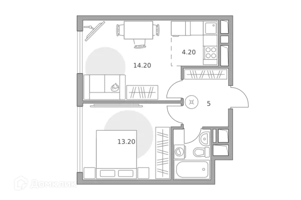 Планировка 2 комн. в ЖК «Бригантина»