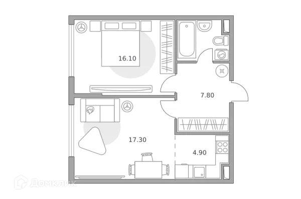 Планировка 2 комн. в ЖК «Бригантина»