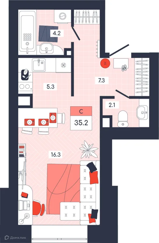 Планировка Студия в ЖК ФЕНИКС