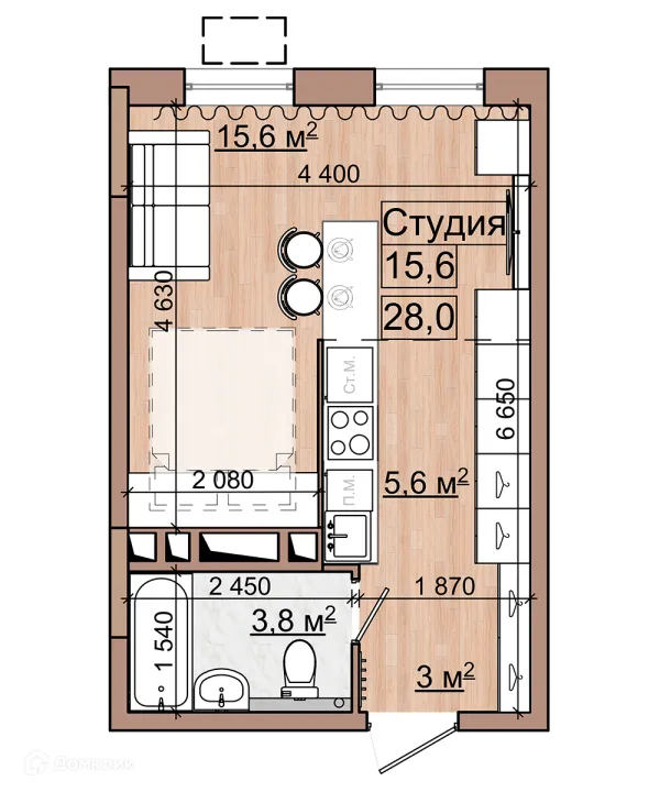 Планировка Студия в ЖК Гранд комфорт