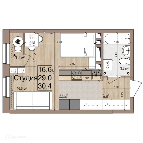 Планировка Студия в ЖК Гранд комфорт