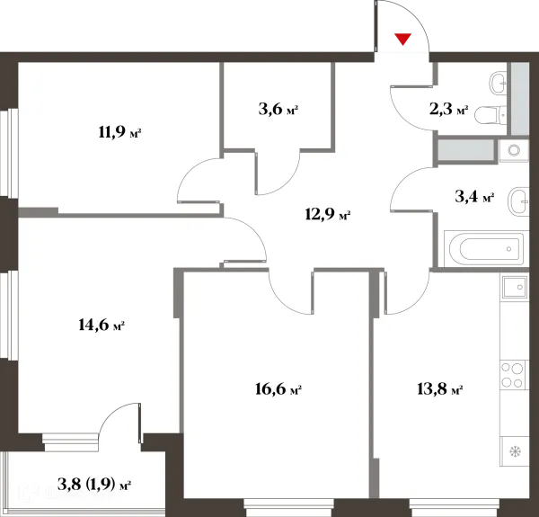 Планировка 3 комн. в ЖК 8 Клёнов (миниполис 8 Клёнов)
