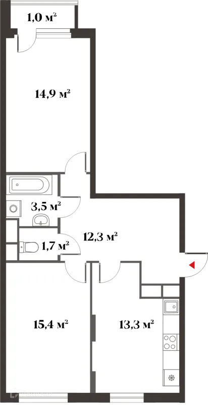 Планировка 2 комн. в ЖК 8 Клёнов (миниполис 8 Клёнов)