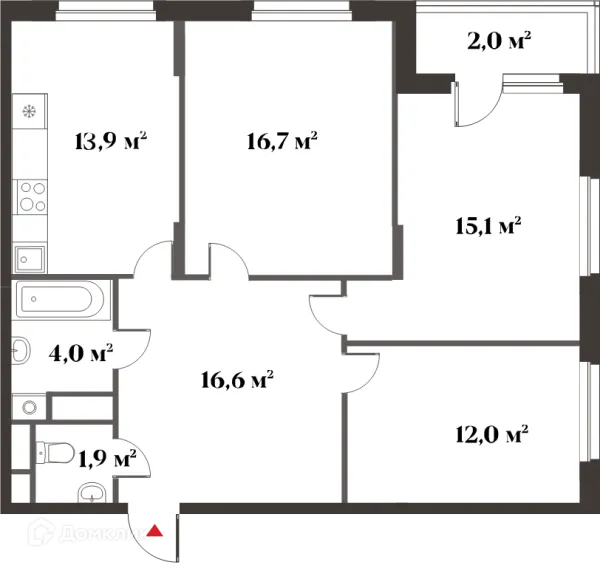 Планировка 3 комн. в ЖК 8 Клёнов (миниполис 8 Клёнов)