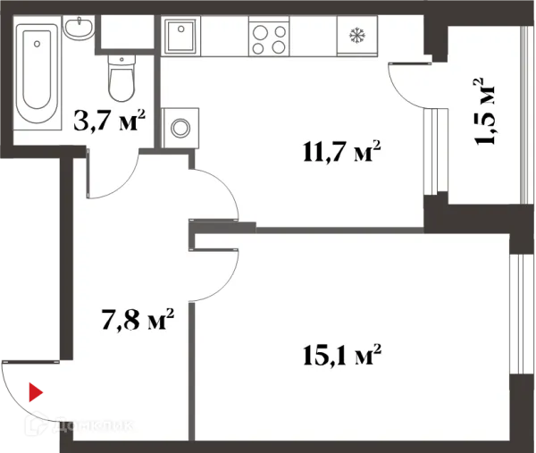 Планировка 1 комн. в ЖК 8 Клёнов (миниполис 8 Клёнов)