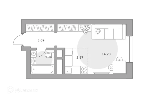 Планировка Студия в ЖК «Ильинойс»