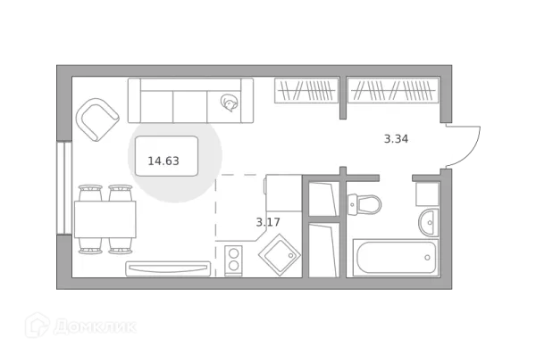 Планировка Студия в ЖК «Ильинойс»