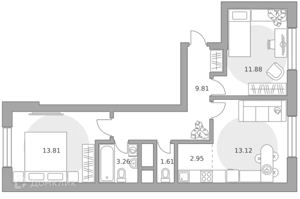 Планировка 3 комн. в ЖК «Ильинойс»