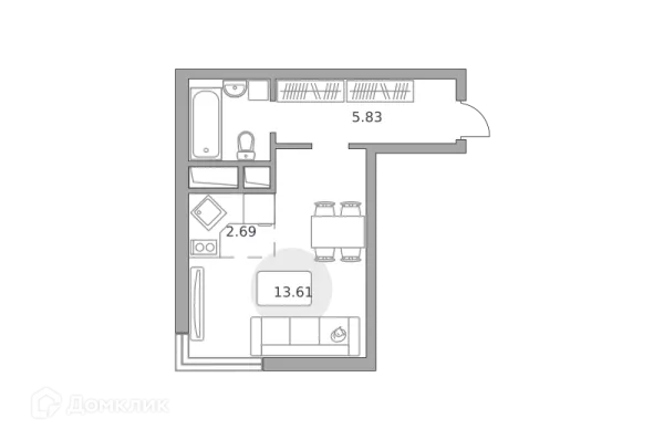 Планировка Студия в ЖК «Ильинойс»