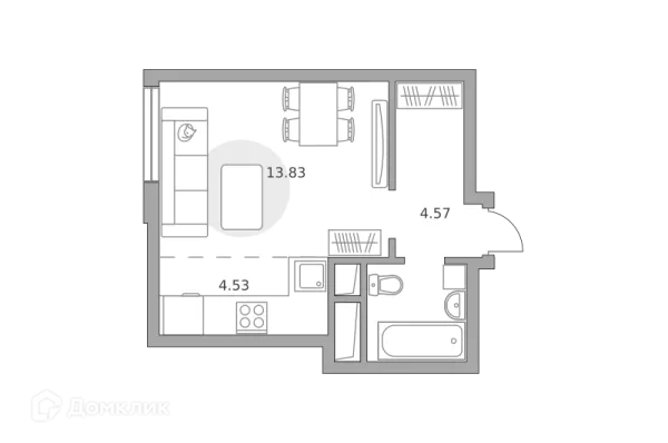 Планировка Студия в ЖК «Ильинойс»