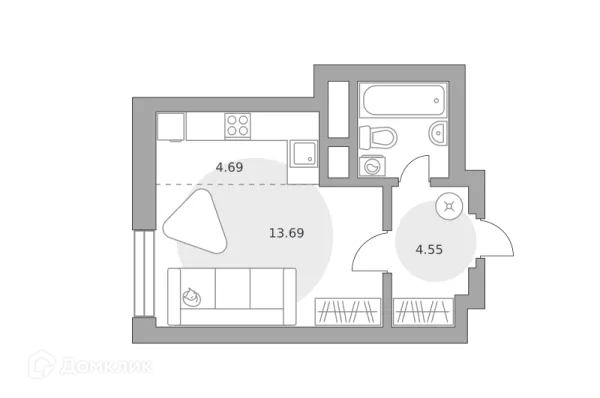 Планировка Студия в ЖК «Ильинойс»