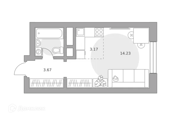 Планировка Студия в ЖК «Ильинойс»