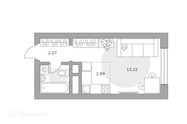 Планировка Студия в ЖК «Ильинойс»