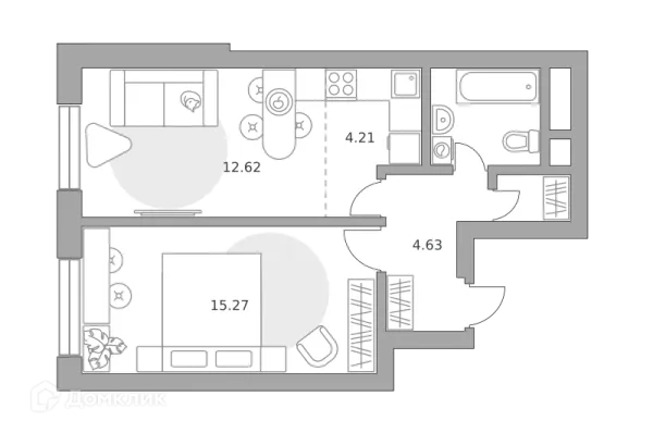 Планировка 2 комн. в ЖК «Ильинойс»