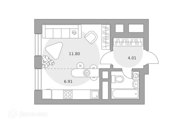 Планировка Студия в ЖК «Ильинойс»