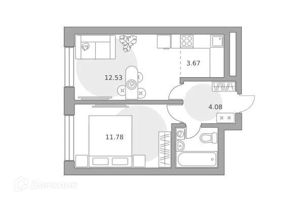 Планировка 2 комн. в ЖК «Ильинойс»