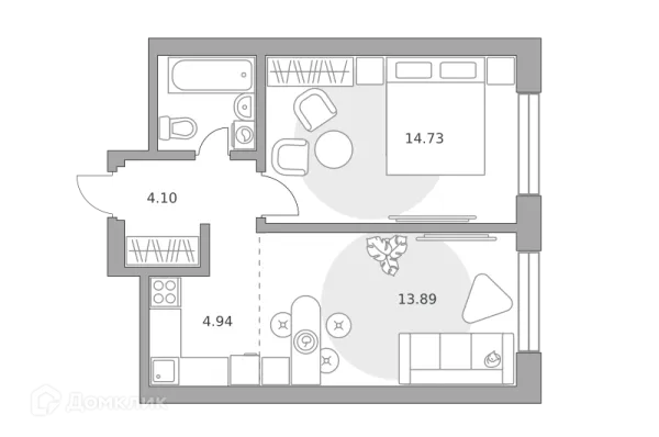 Планировка 2 комн. в ЖК «Ильинойс»