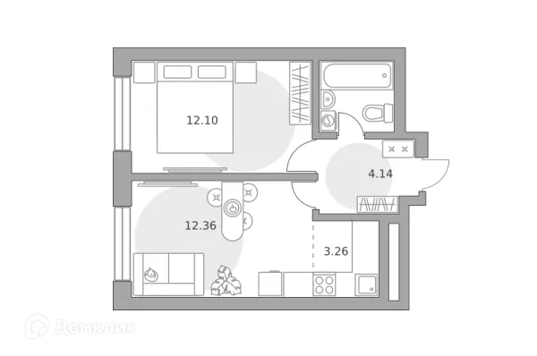 Планировка 2 комн. в ЖК «Ильинойс»