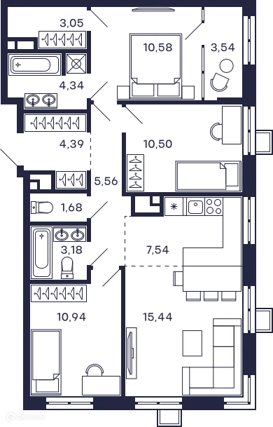 Фото квартиры в ЖК Квартал "Тетрис"