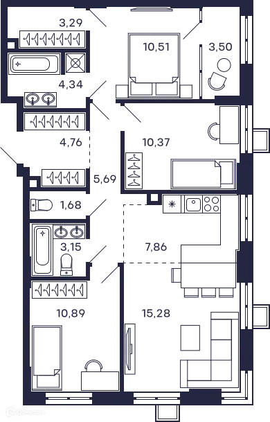 Фото квартиры в ЖК Квартал "Тетрис"