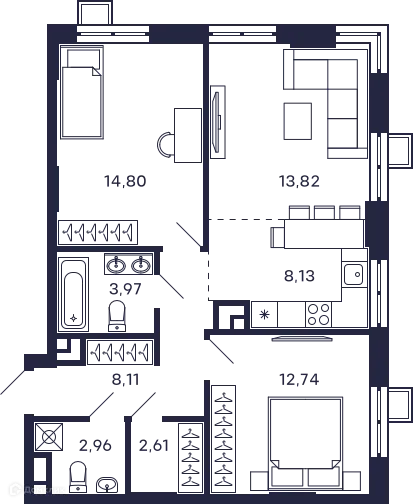 Фото квартиры в ЖК Квартал "Тетрис"