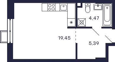 Планировка Студия в ЖК Квартал "Тетрис"