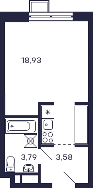 Планировка Студия в ЖК Квартал "Тетрис"