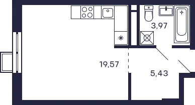 Планировка Студия в ЖК Квартал "Тетрис"