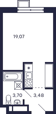 Планировка Студия в ЖК Квартал "Тетрис"