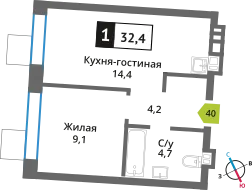 Фото квартиры в ЖК Никольский квартал Отрада