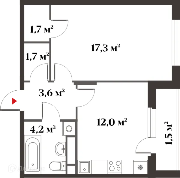Планировка 1 комн. в ЖК 8 Клёнов (миниполис 8 Клёнов)